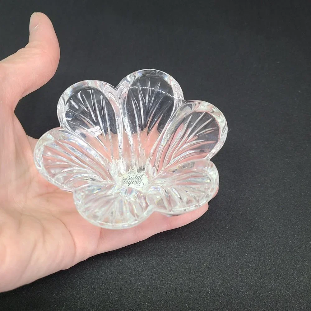 Floral shape Cristal D'Argues France candleholder. Genuine Lead Crystal. - Picture 3 of 6